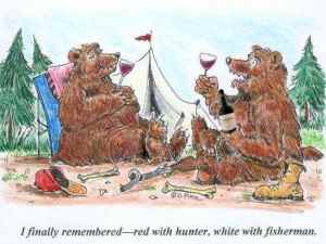 Camping - bears pairing humans with the proper wine